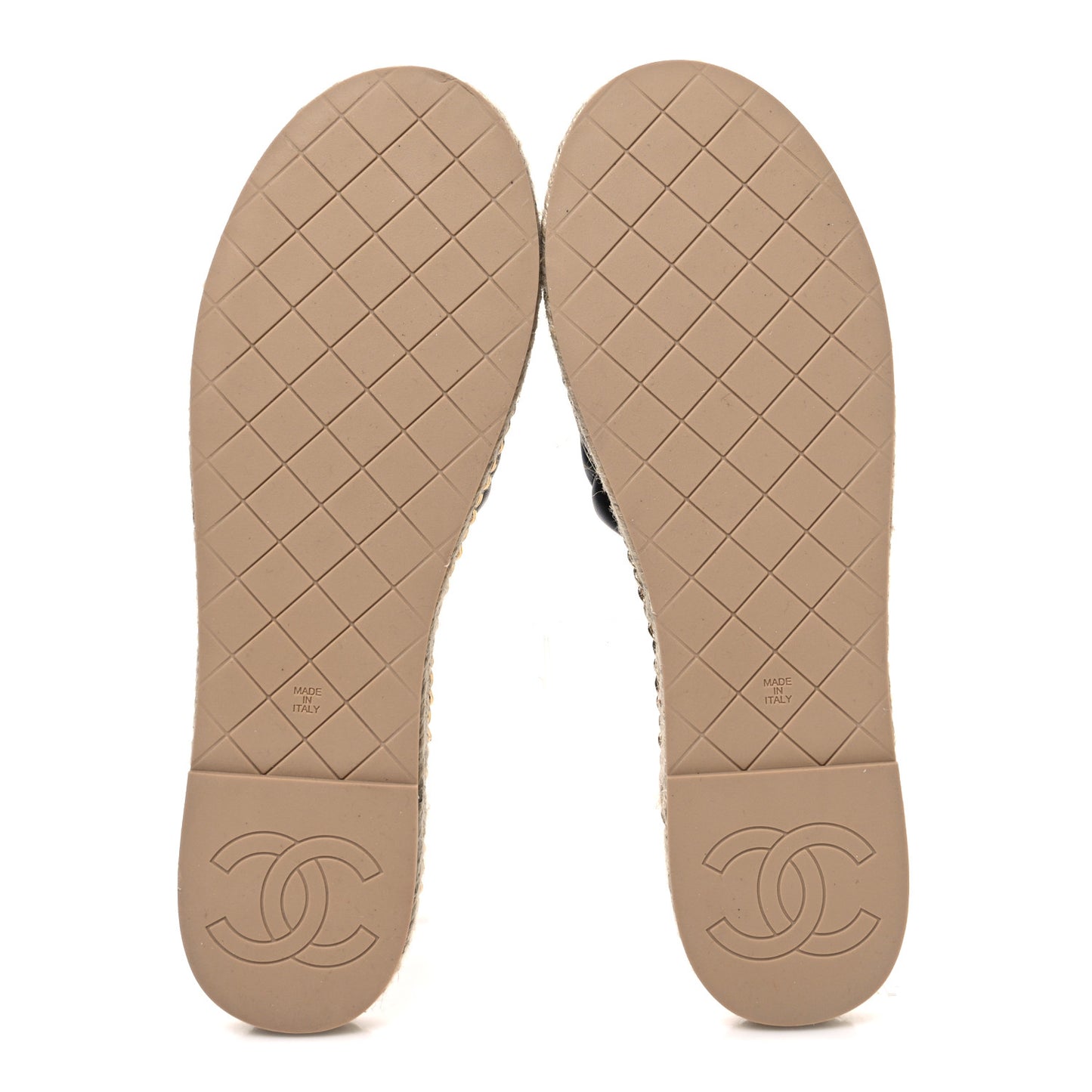 Lambskin Quilted CC Chain Espadrille Mules 40 Black Navy