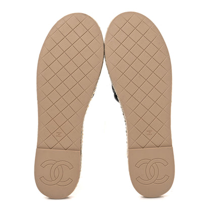 Chanel Lambskin Quilted CC Chain Espadrille Mules 40 Black Navy 7 of 10