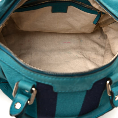 Gucci Calfskin Vintage Web Medium Boston Teal 5 of 13