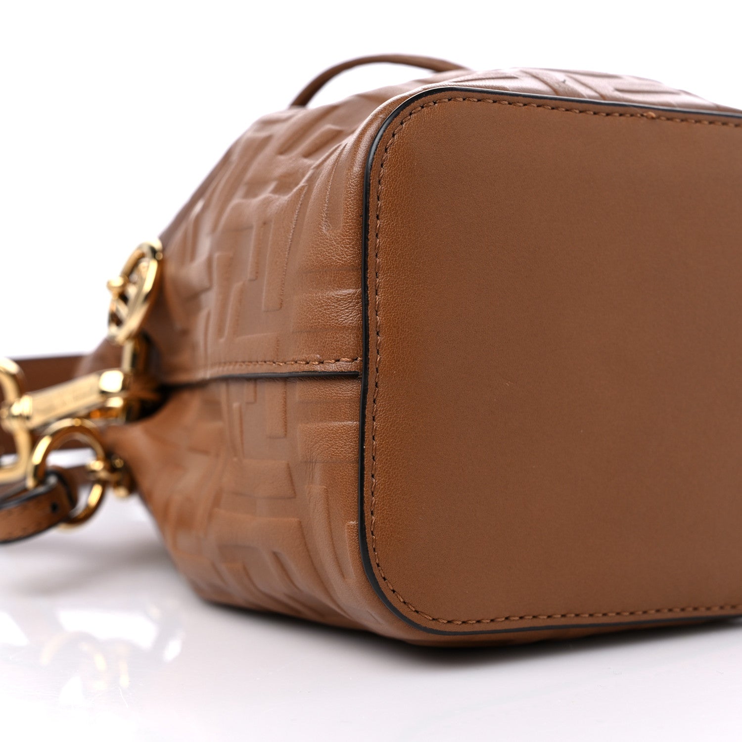Fendi Vitello Cristallo Nature F is Fendi FF 1974 Embossed Mini Mon Tresor Bucket Bag Cuoio 8 of 10