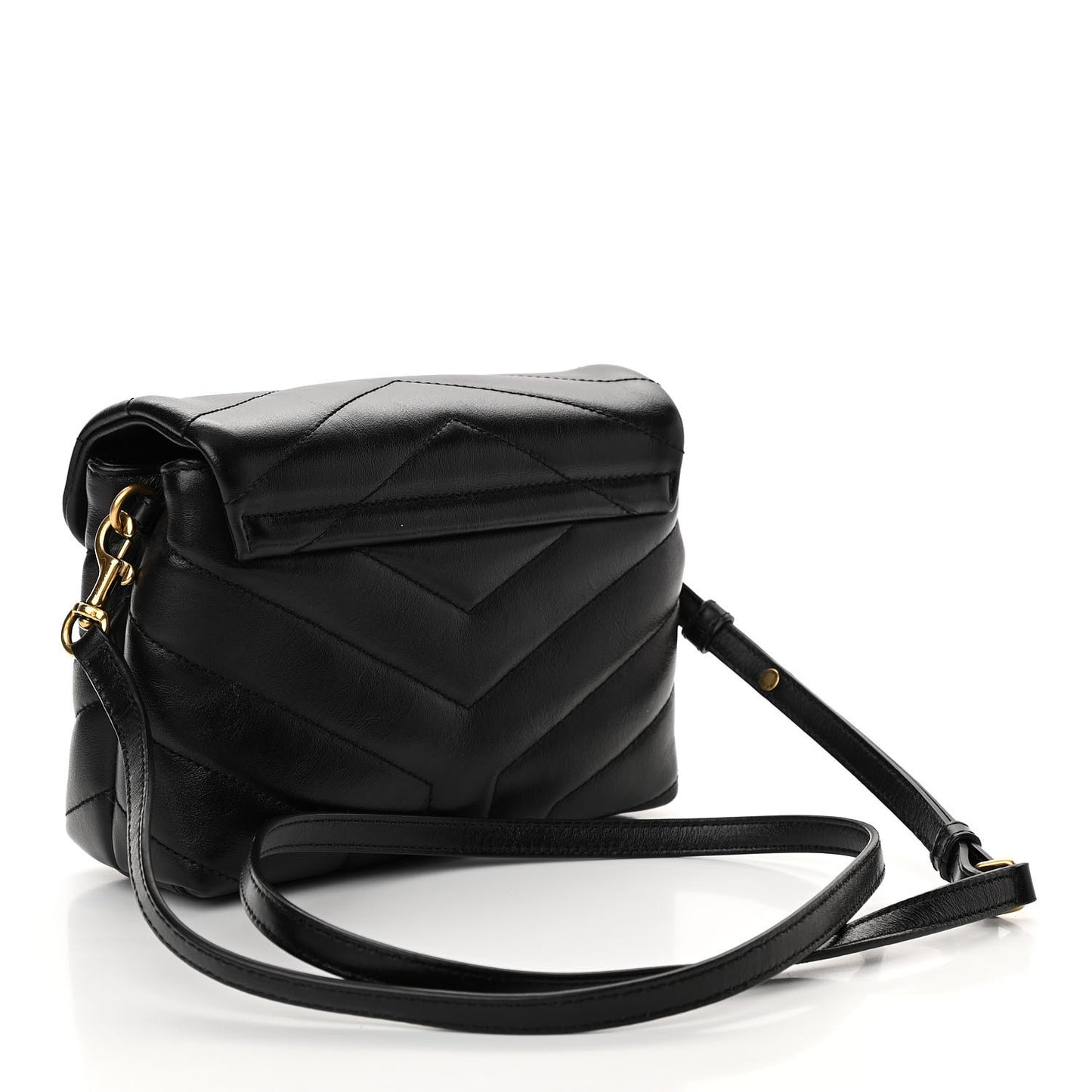 Calfskin Y Quilted Monogram Toy Loulou Crossbody Bag Black