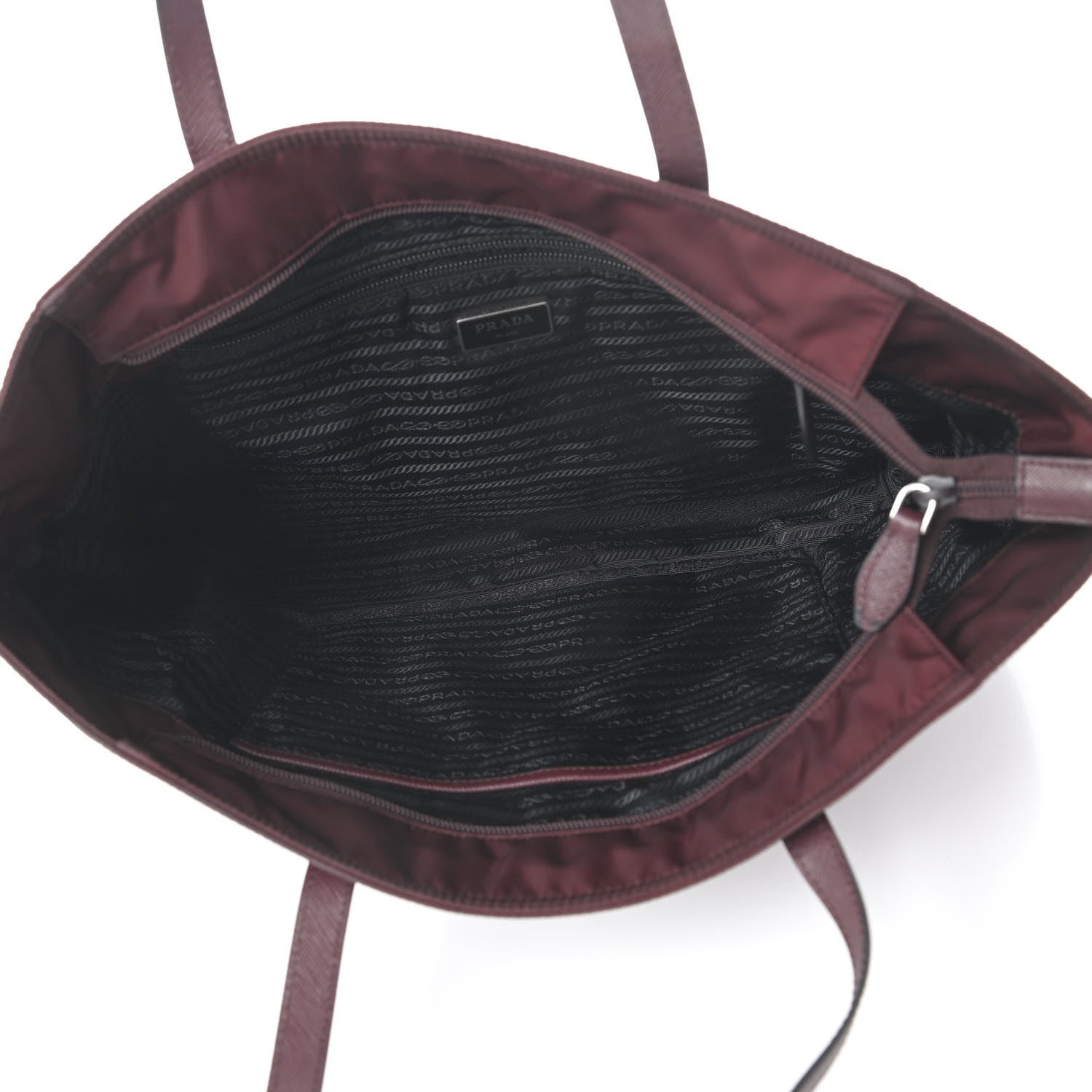 Prada Tessuto Nylon Saffiano Tote Granato 5 of 10