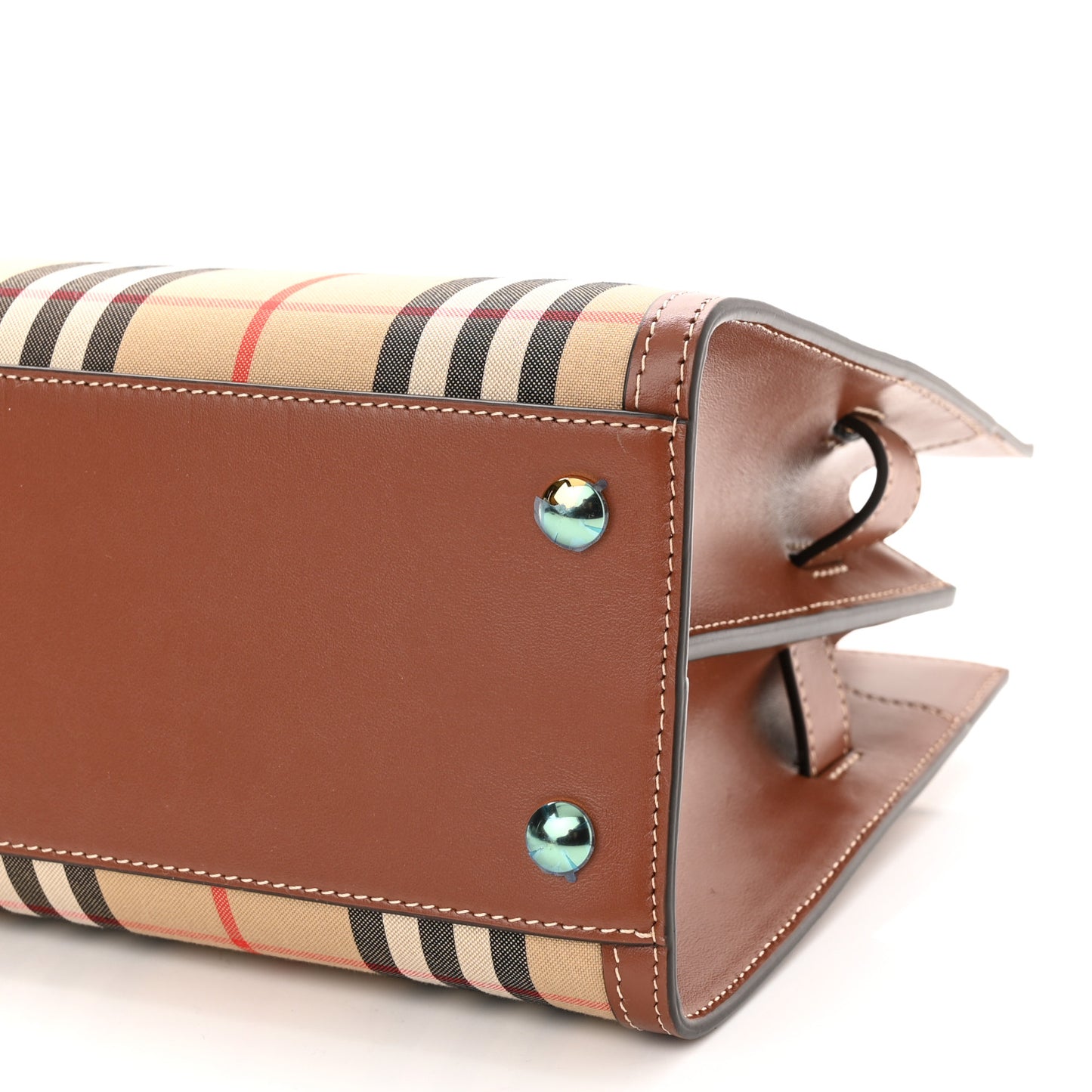 Calfskin Vintage Check Mini Two Handle Title Bag Archive Beige