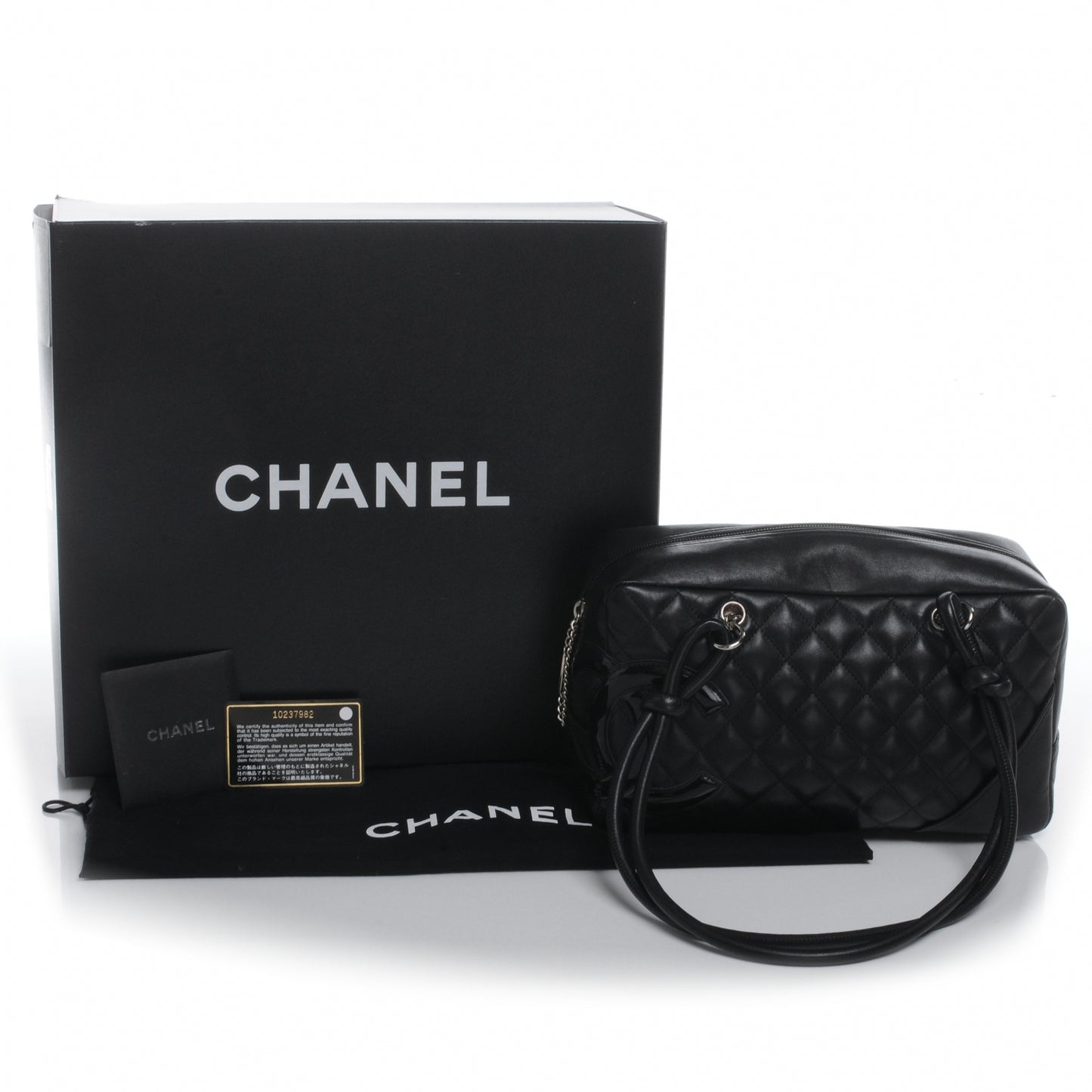 Calfskin Quilted Large Cambon Bowler Black