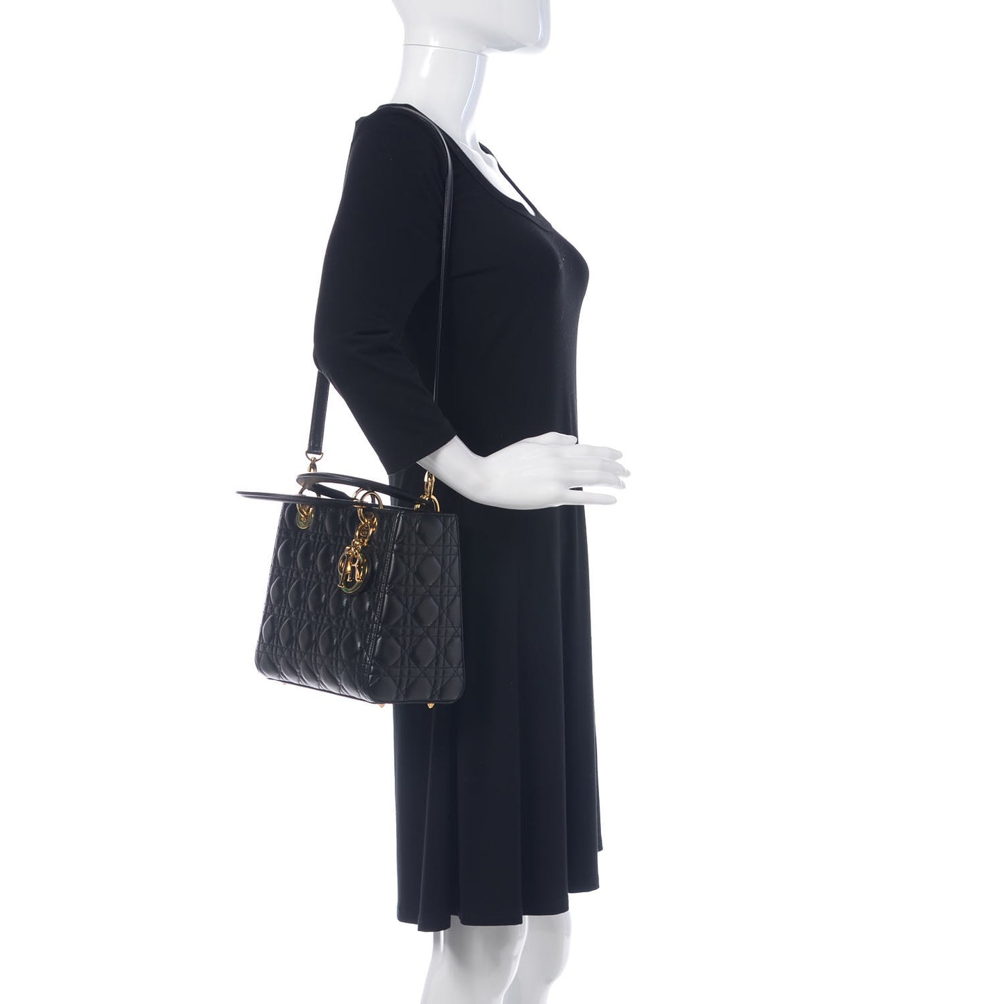 Lambskin Cannage Medium Lady Dior Black