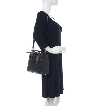 Christian Dior Lambskin Cannage Medium Lady Dior Black 3 of 11