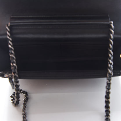 Chanel Lambskin Quilted Boy Wallet On Chain WOC Black 5 of 13