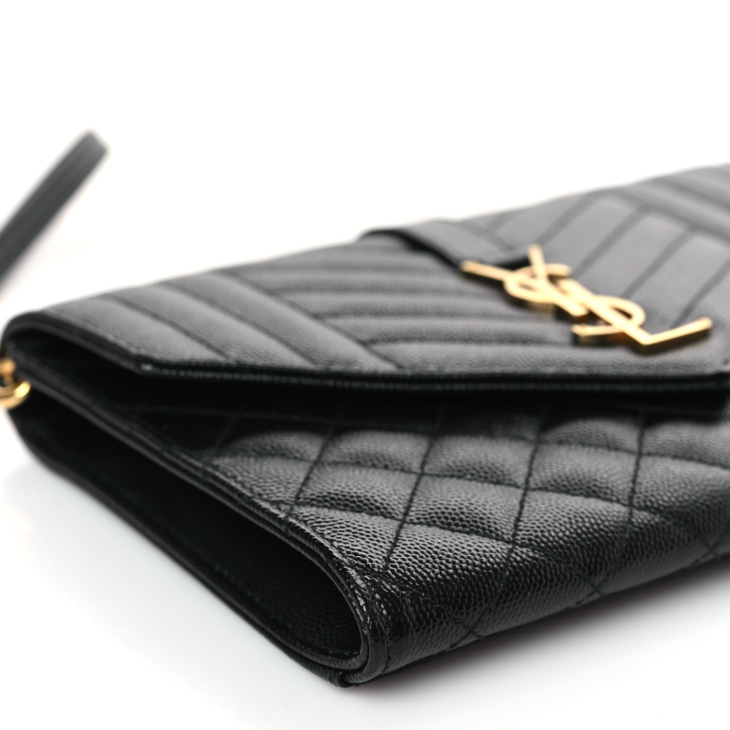 Saint Laurent Grain De Poudre Textured Mixed Matelasse Triquilt Monogram Clutch Black 8 of 10