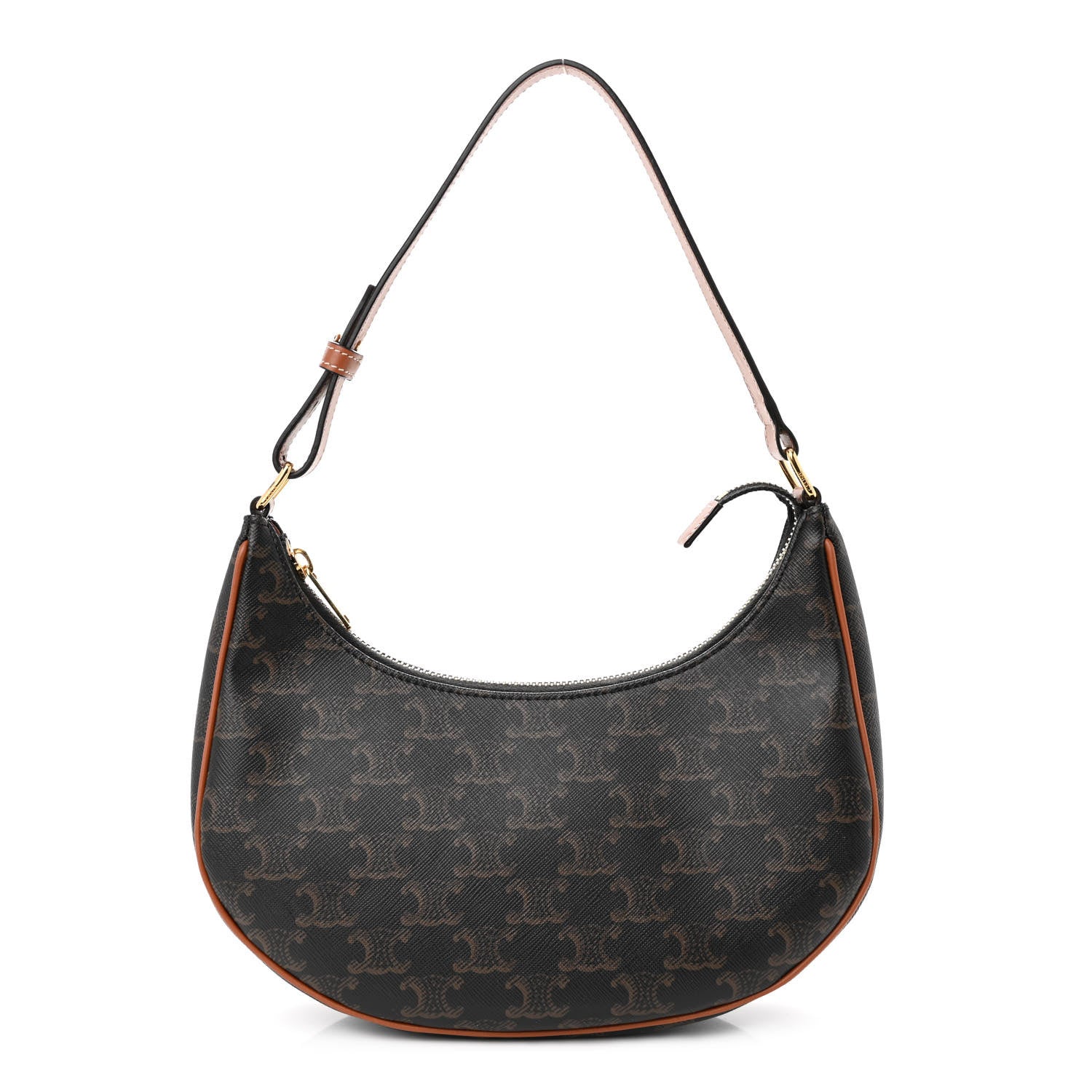 Celine Triomphe Canvas Calfskin Ava Shoulder Bag Tan 1 of 12