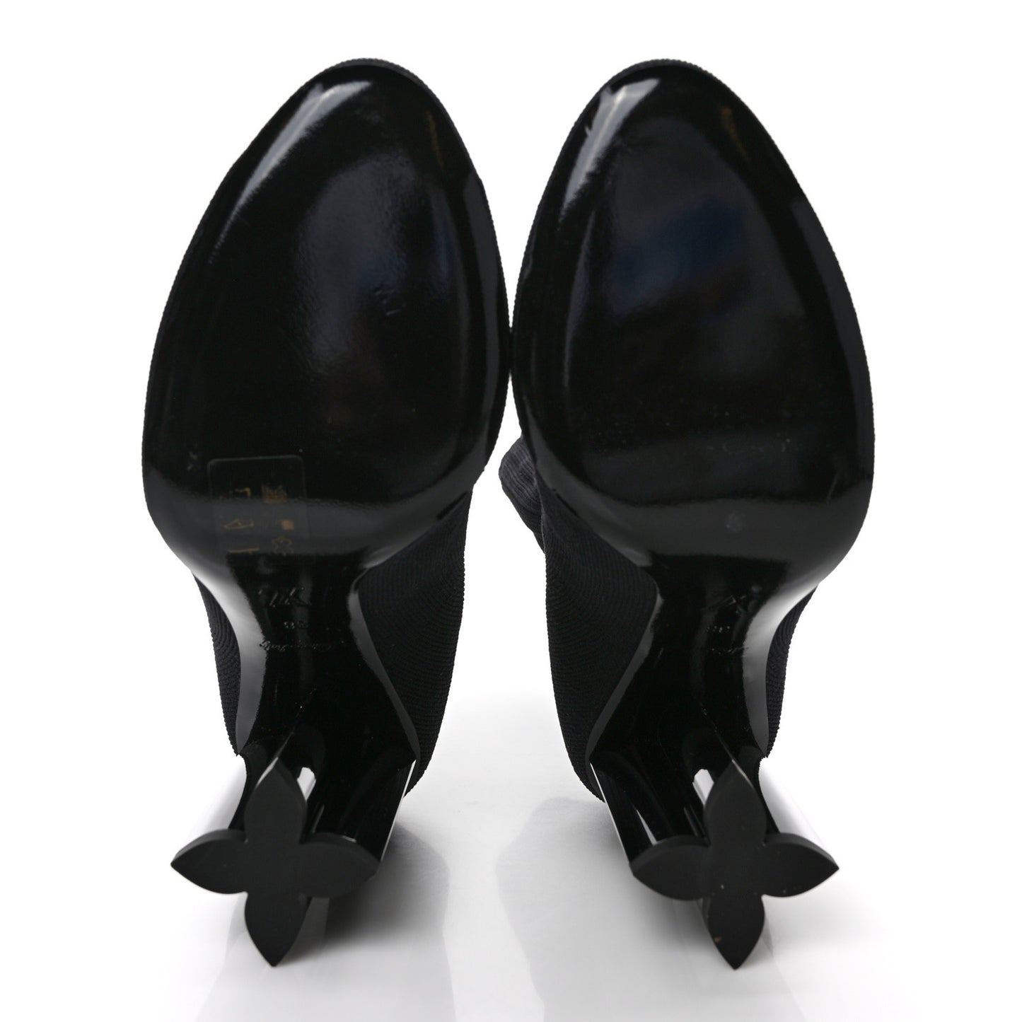 Stretch Fabric LV Black Heart Sock Ankle Boots 38 Black