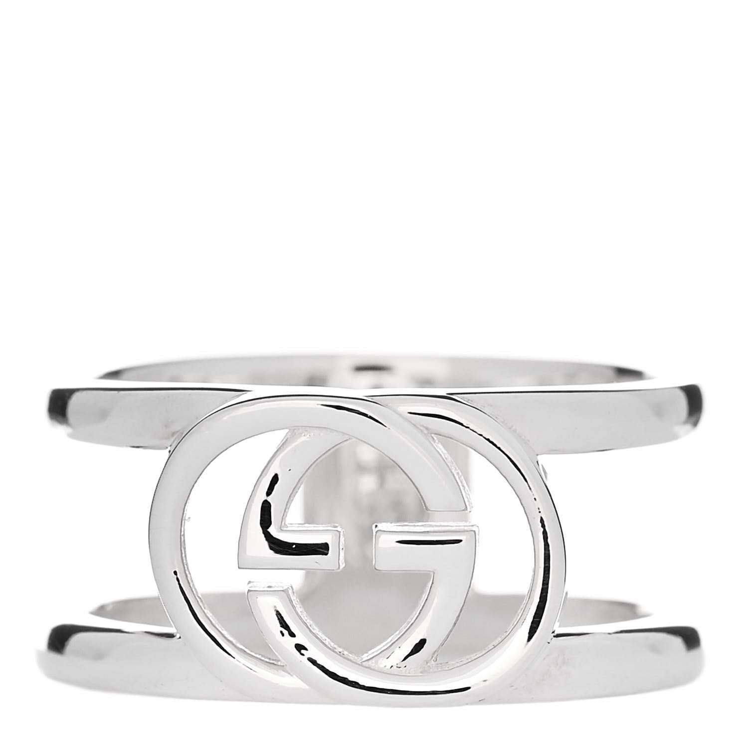Gucci Sterling Silver 9mm Interlocking G Open Band Ring 53 6.25 1 of 5