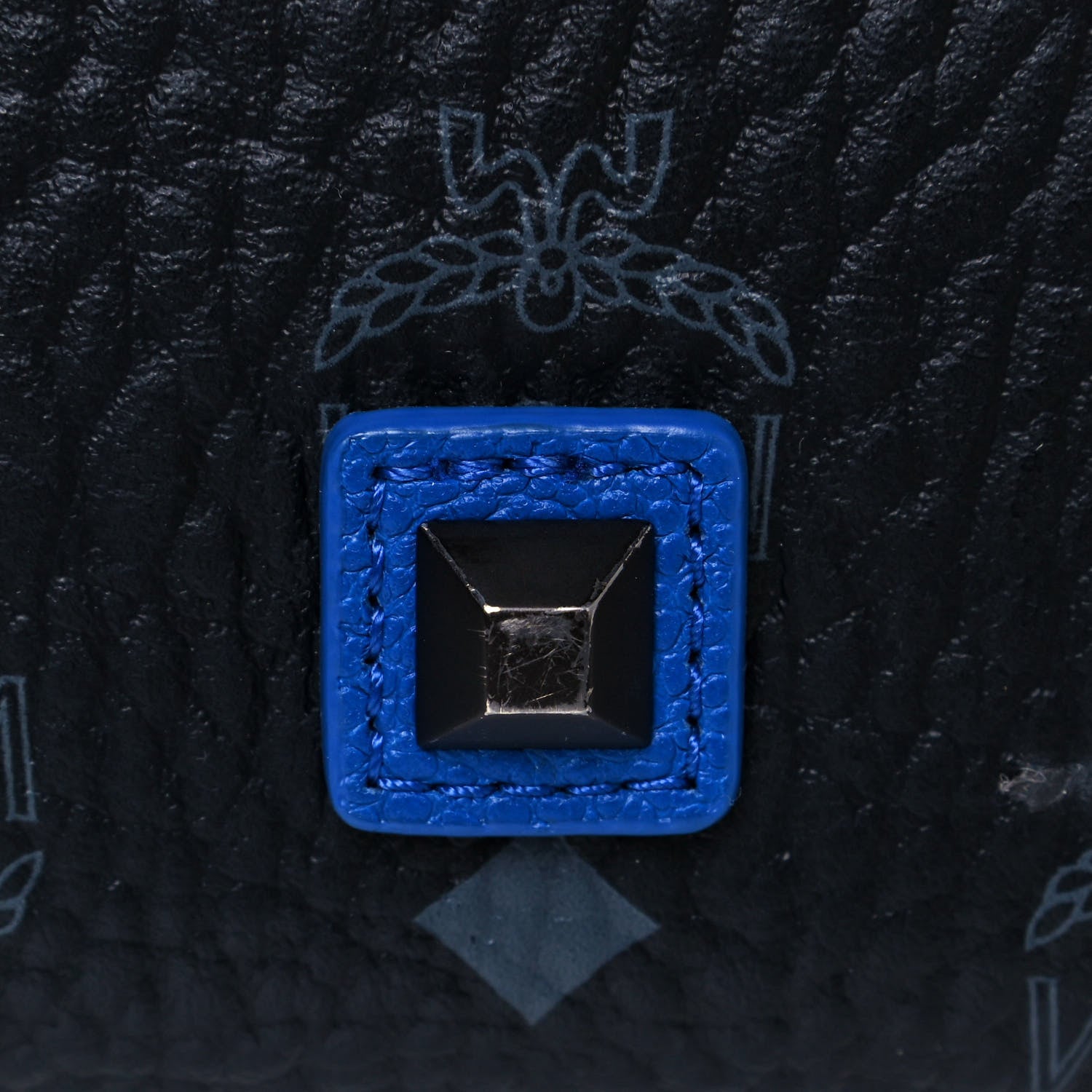 MCM Metallic Visetos Medium Kira Shopper Tote Black Blue 12 of 14