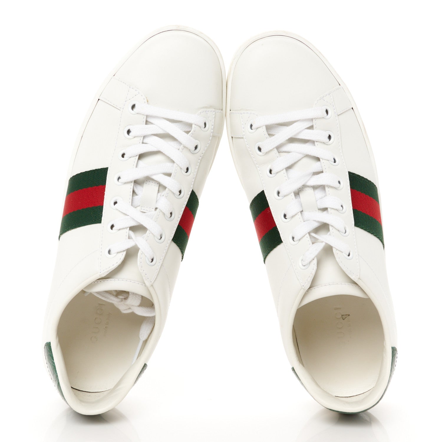Gucci Calfskin Crocodile Web Womens Ace Sneakers 39 White Green 2 of 11