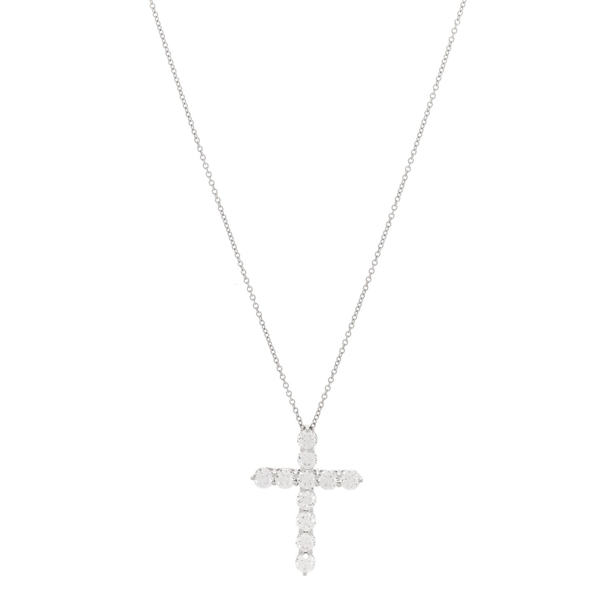 Platinum Diamond Large Cross Pendant Necklace