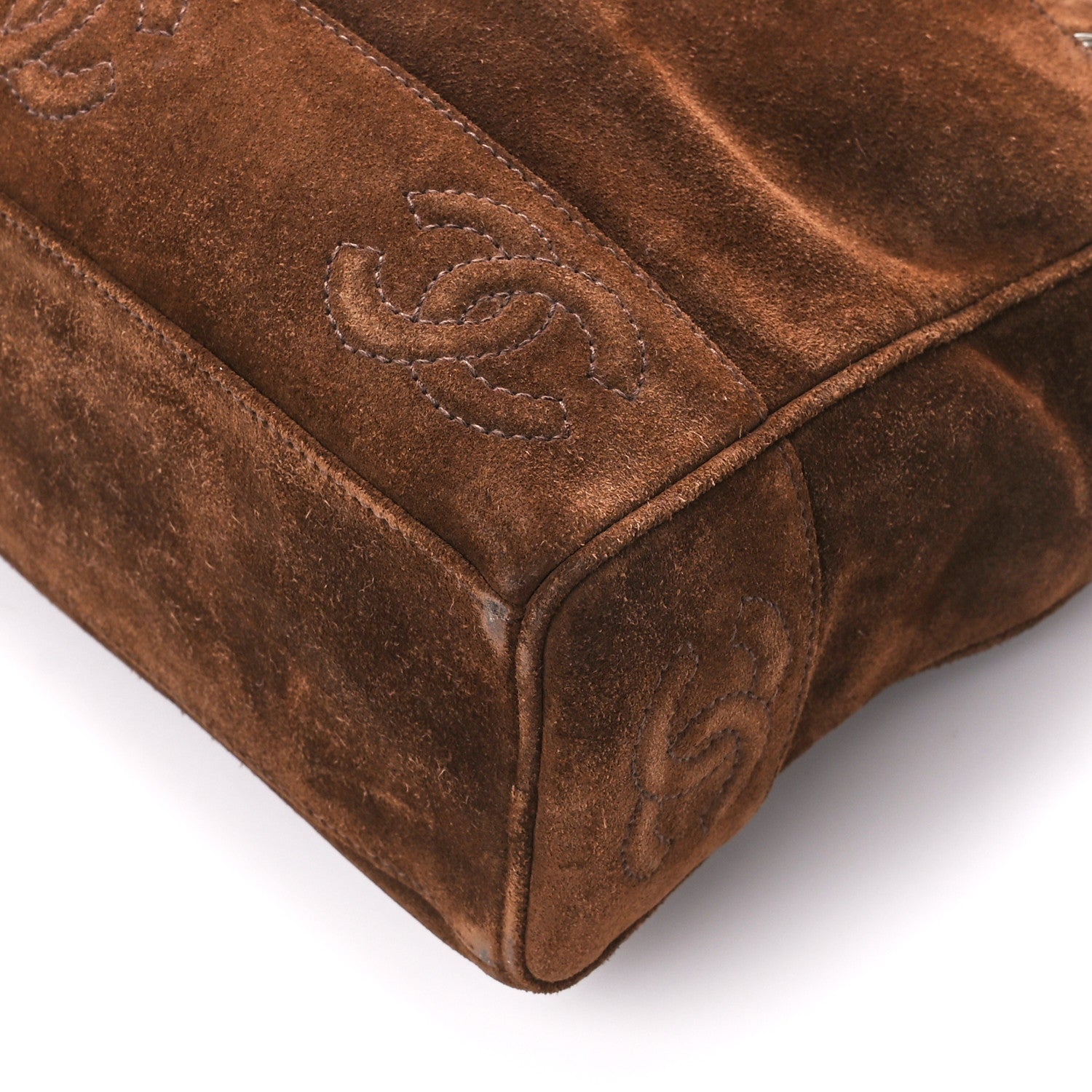 Chanel Suede CC Shoulder Bag Brown 12 of 14