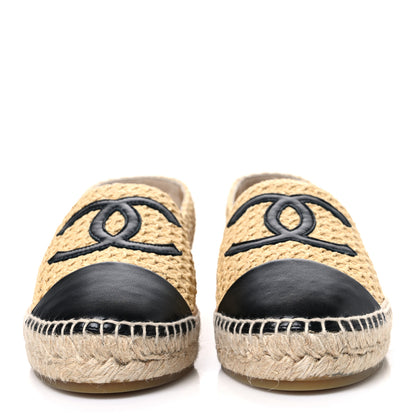 Chanel Braided Fabric Lambskin CC Espadrilles 42 Beige Black 3 of 11