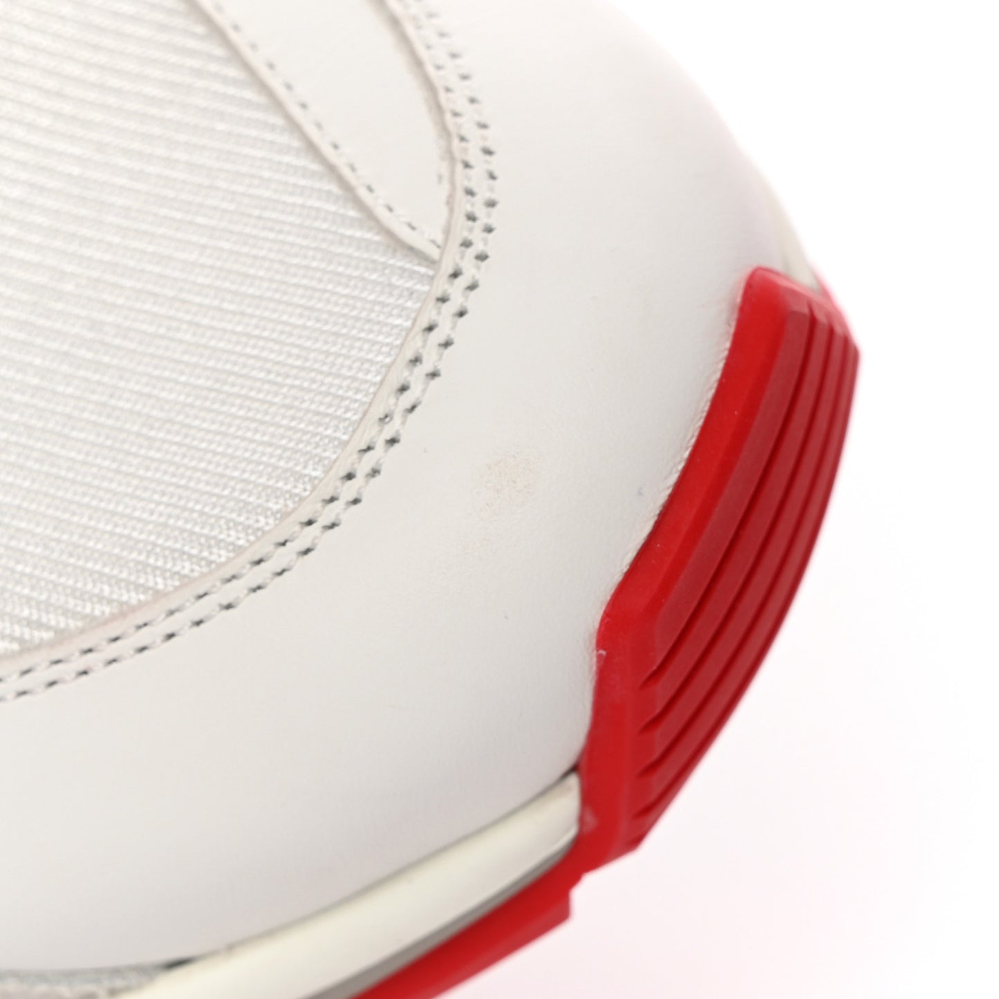 Suede Calfskin Technical Fabric Monogram Trail Sneakers 10 White Red Blue