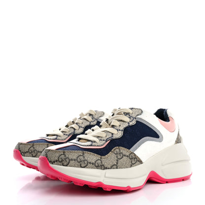 Gucci GG Supreme Monogram Mix Monogram Womens Rhyton Sneakers 35.5 London Blue Beige Pale Pink 4 of 10