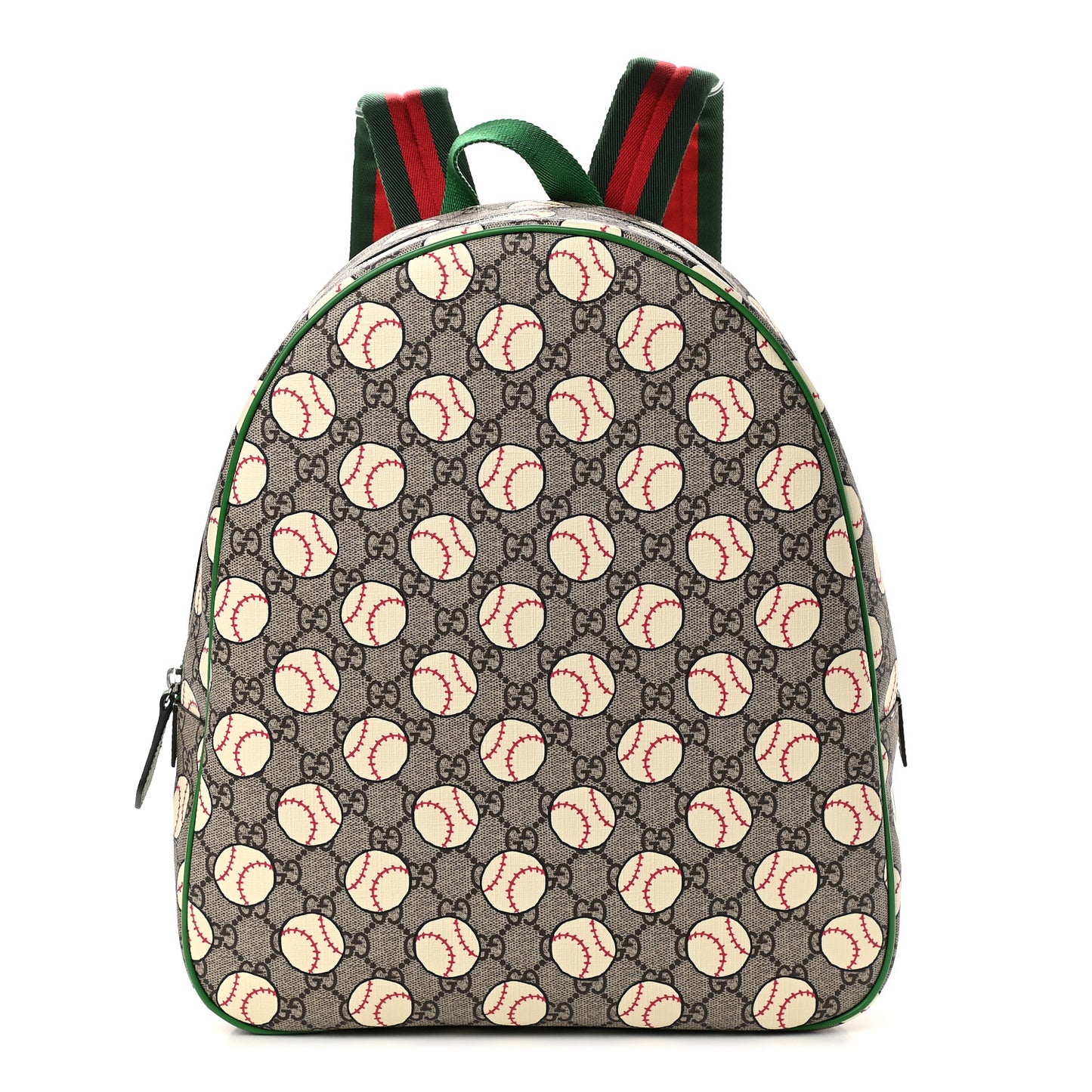 GG Supreme Monogram Baseballs Web Childrens Backpack Green