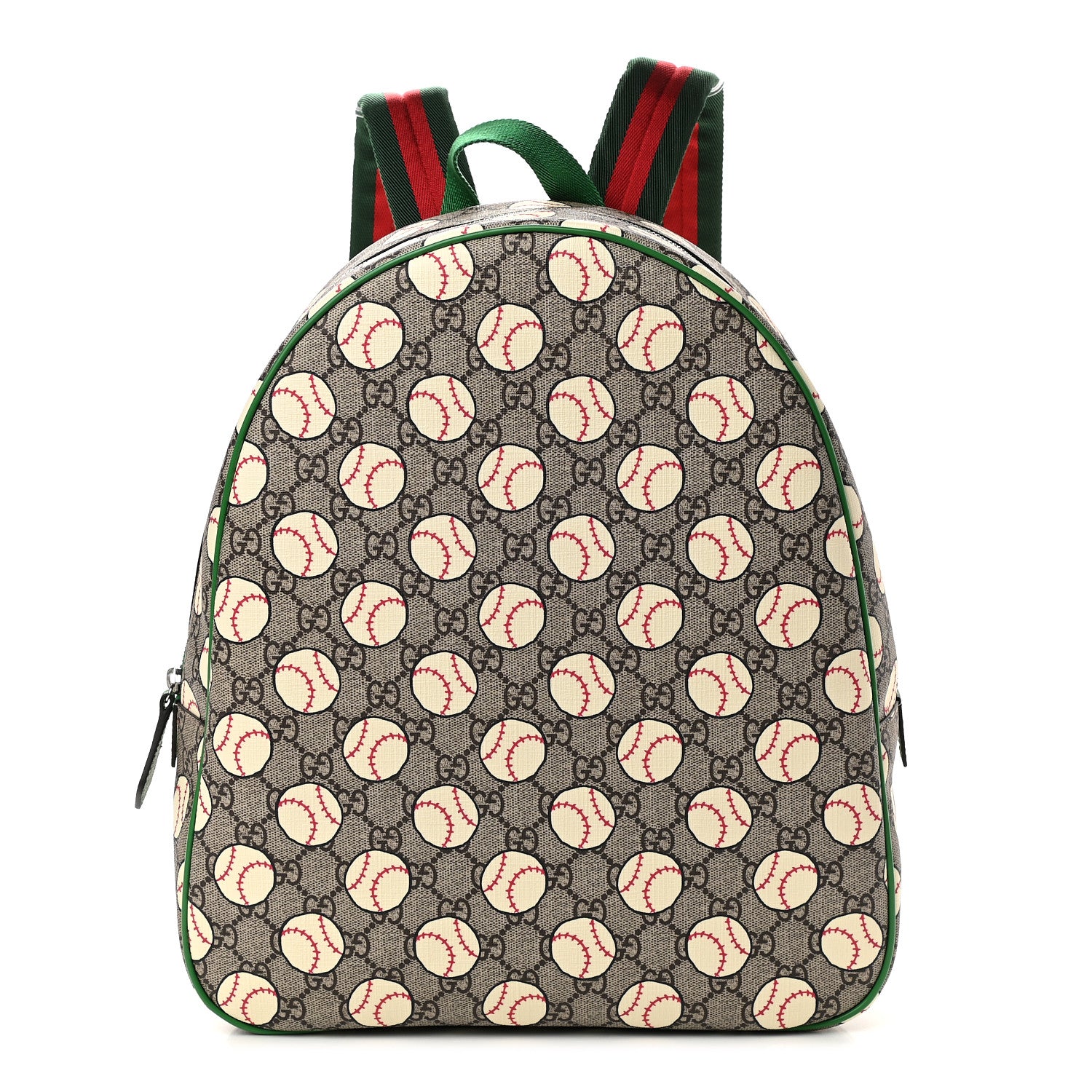 Gucci GG Supreme Monogram Baseballs Web Childrens Backpack Green 1 of 9