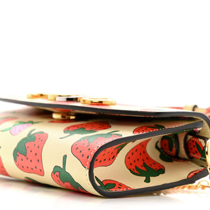 Gucci Calfskin Strawberry Print Mini Zumi Shoulder Bag Ivory Red 10 of 10