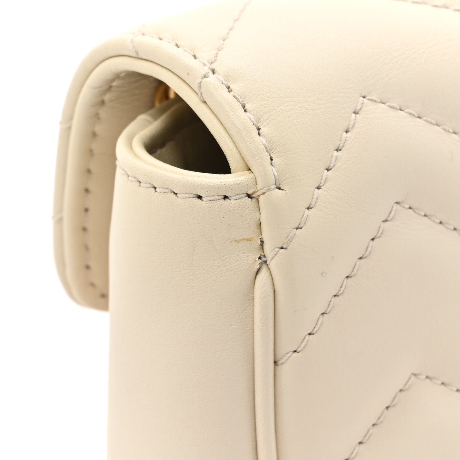 Gucci Calfskin Matelasse Super Mini GG Marmont Shoulder Bag White 13 of 14