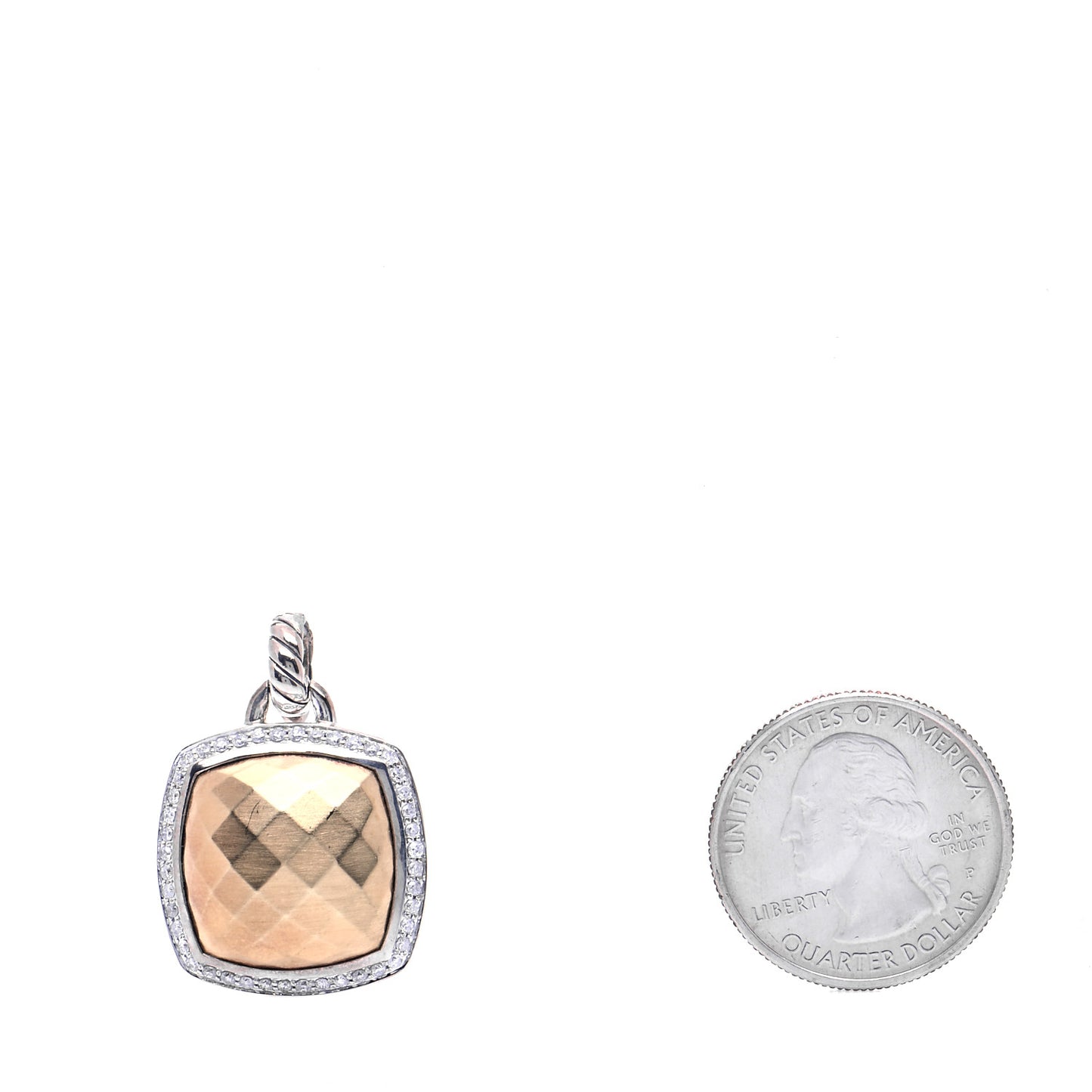 Sterling Silver 18K Yellow Gold Diamond 14mm Albion Enhancer Pendant