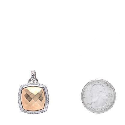 David Yurman Sterling Silver 18K Yellow Gold Diamond 14mm Albion Enhancer Pendant 2 of 5