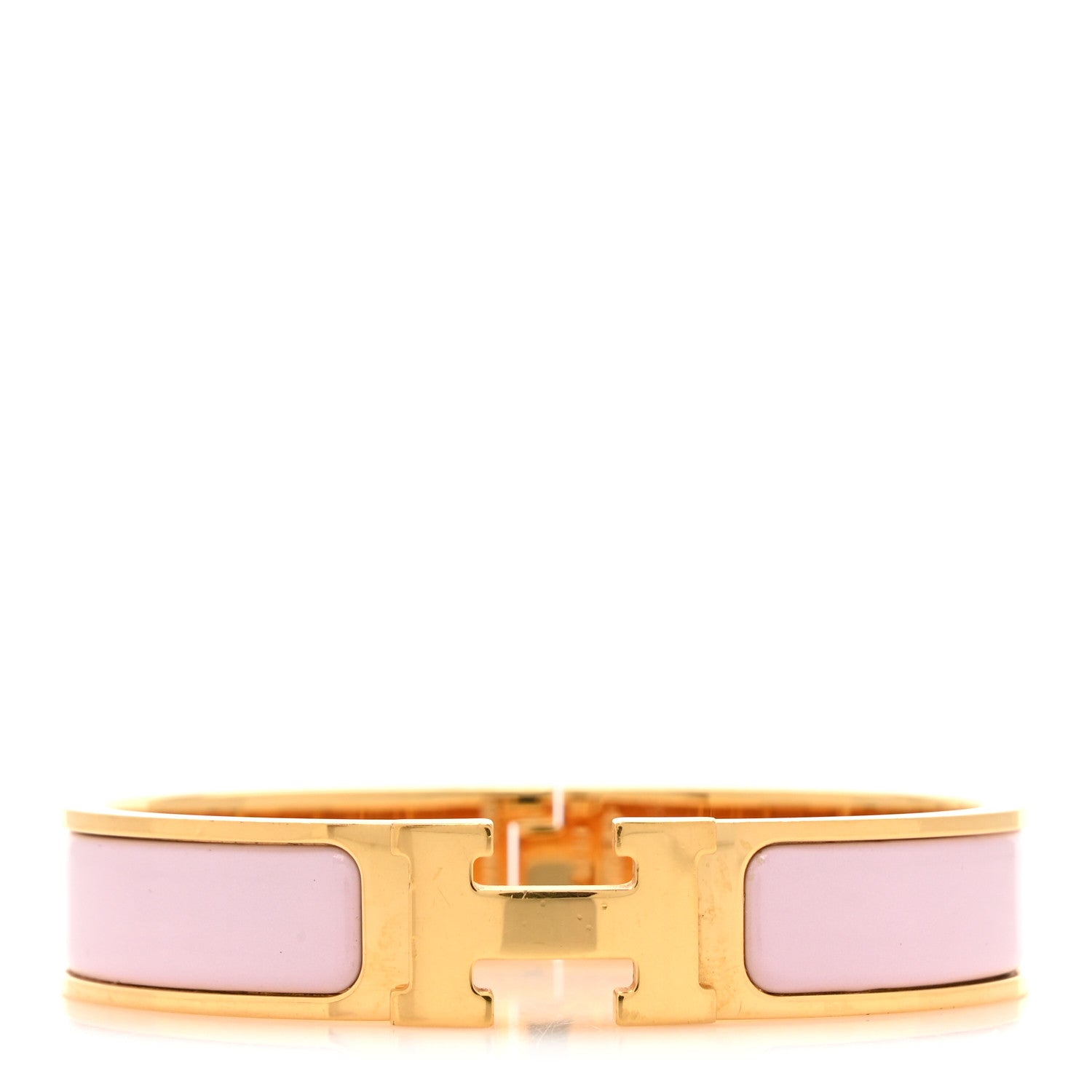 Hermes Enamel Narrow Clic Clac H Bracelet PM Rose Dragee 1 of 5