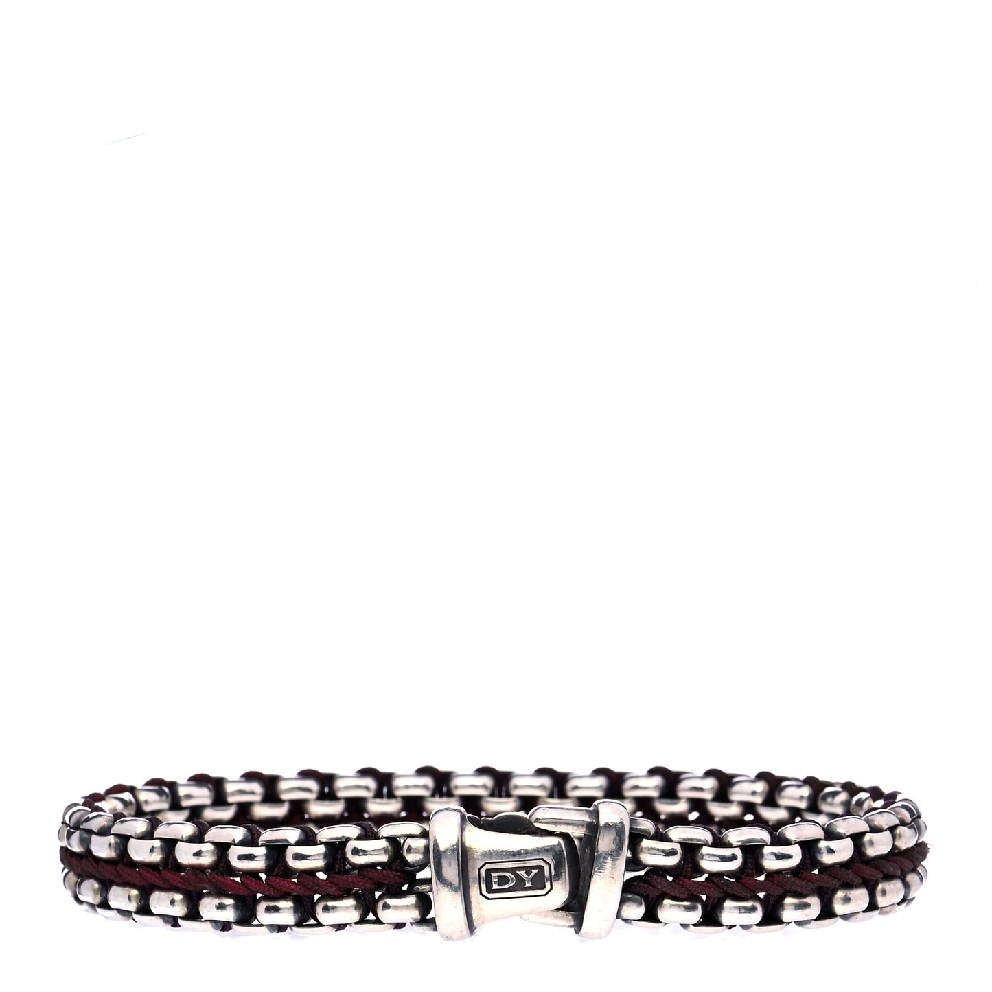 Sterling Silver Woven Box Chain Bracelet Red