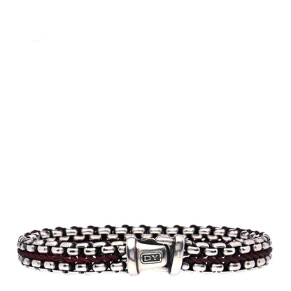 David Yurman Sterling Silver Woven Box Chain Bracelet Red 1 of 7