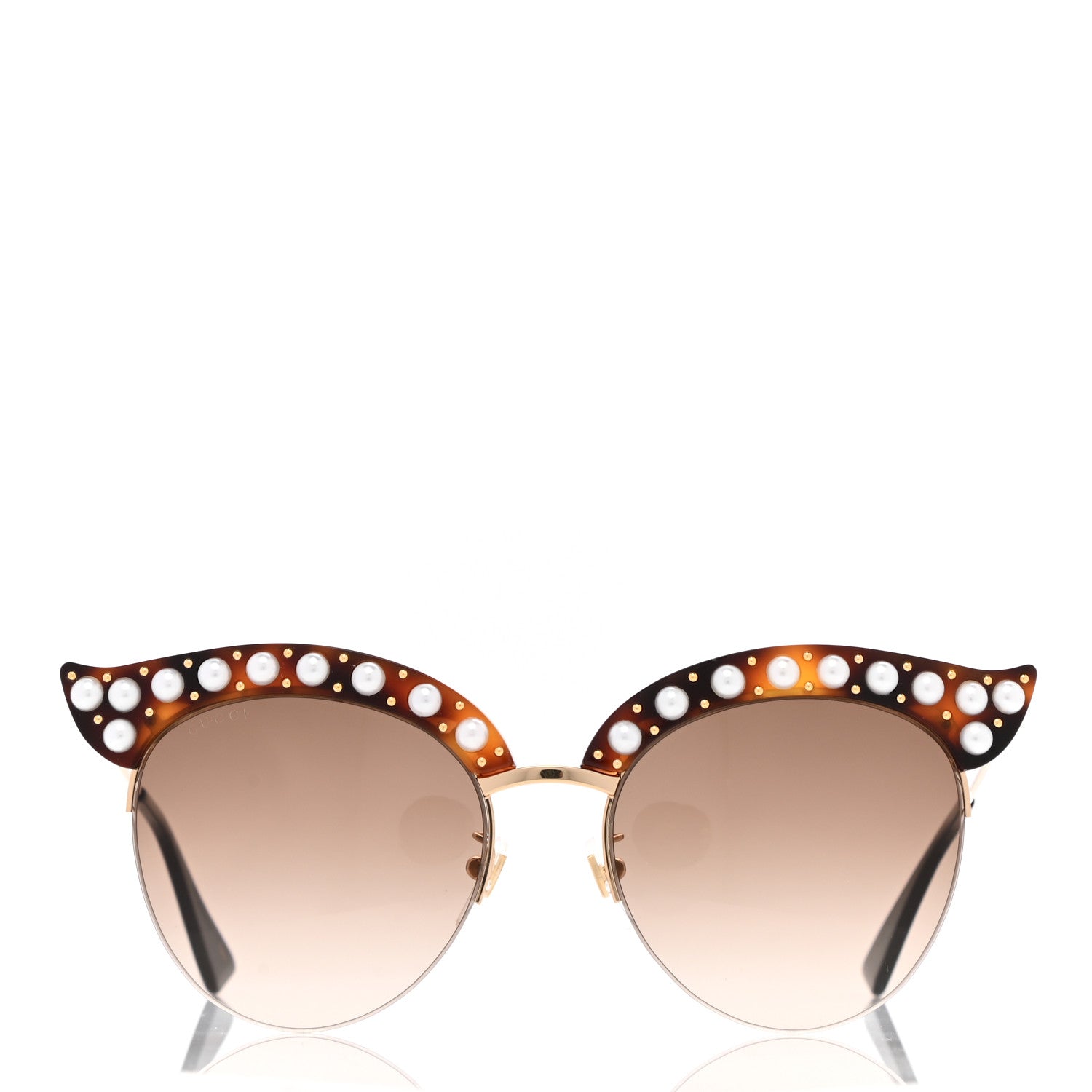 Gucci Pearl Cat Eye Sunglasses GG0212S Tortoise 2 of 8