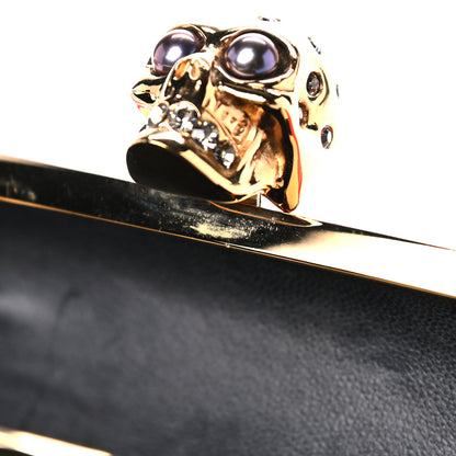 Alexander McQueen Patent Calfskin Britannia Skull Box Clutch Red Black 14 of 18