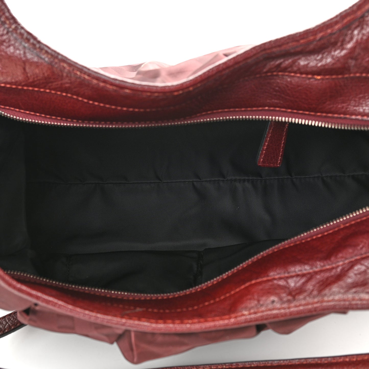 Nylon Check Tote Burgundy