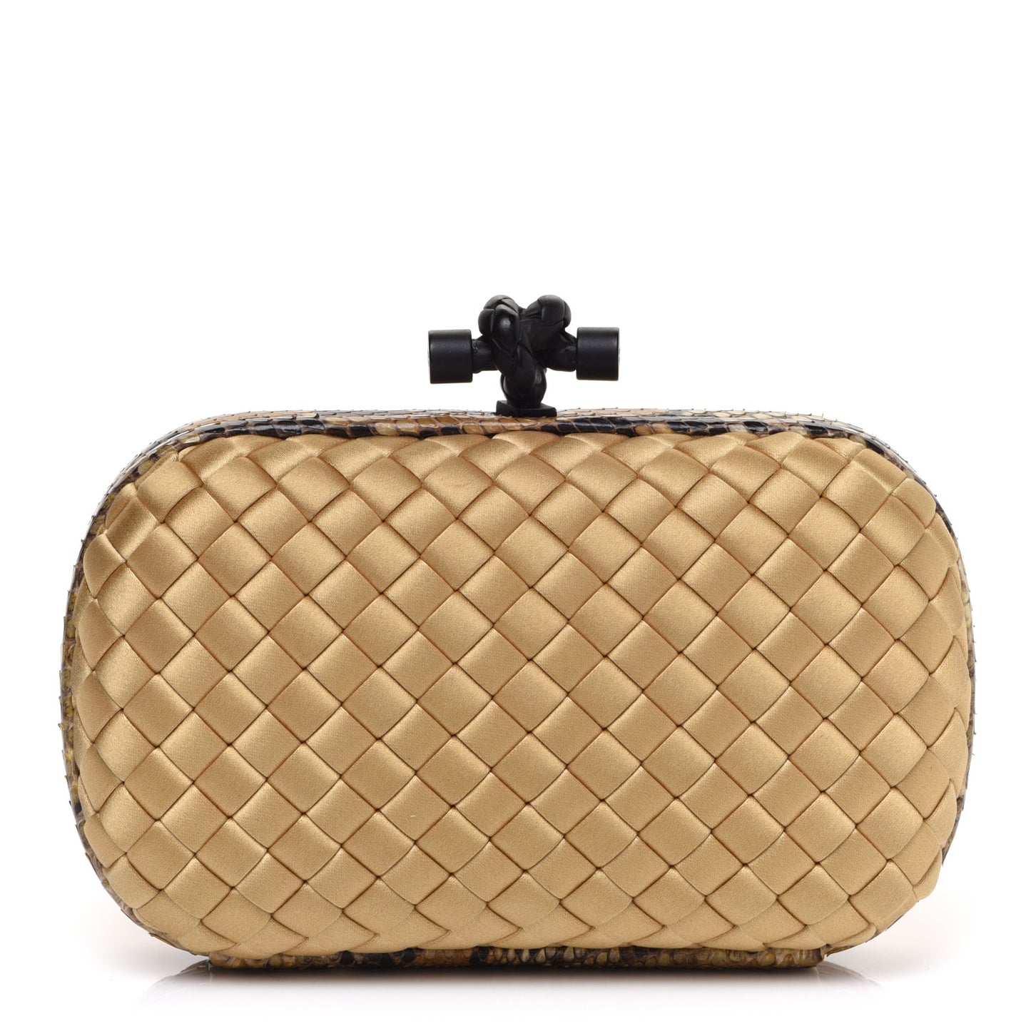 Satin Intreccio Impero Ayers Knot Clutch Camel
