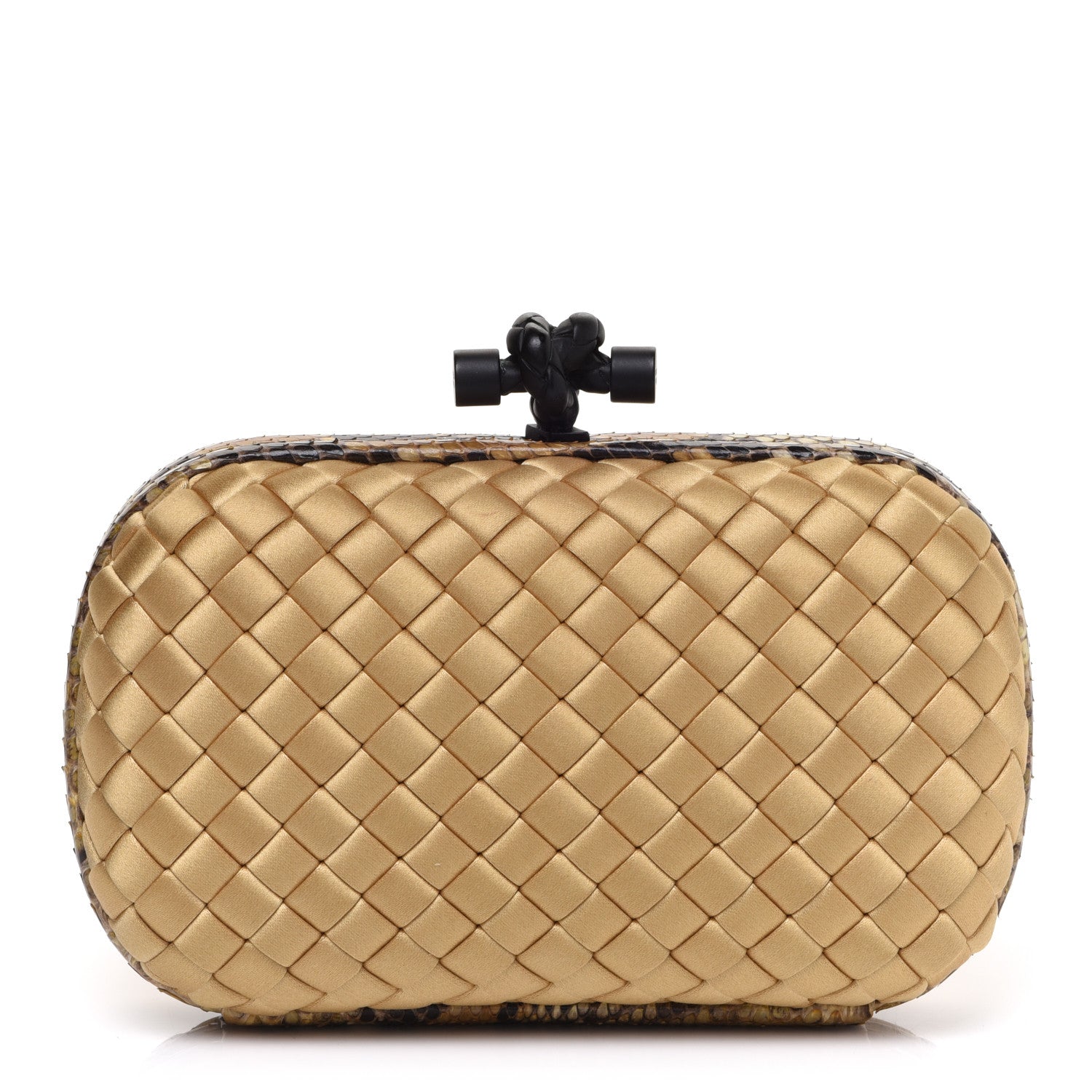 Bottega Veneta Satin Intreccio Impero Ayers Knot Clutch Camel 1 of 7