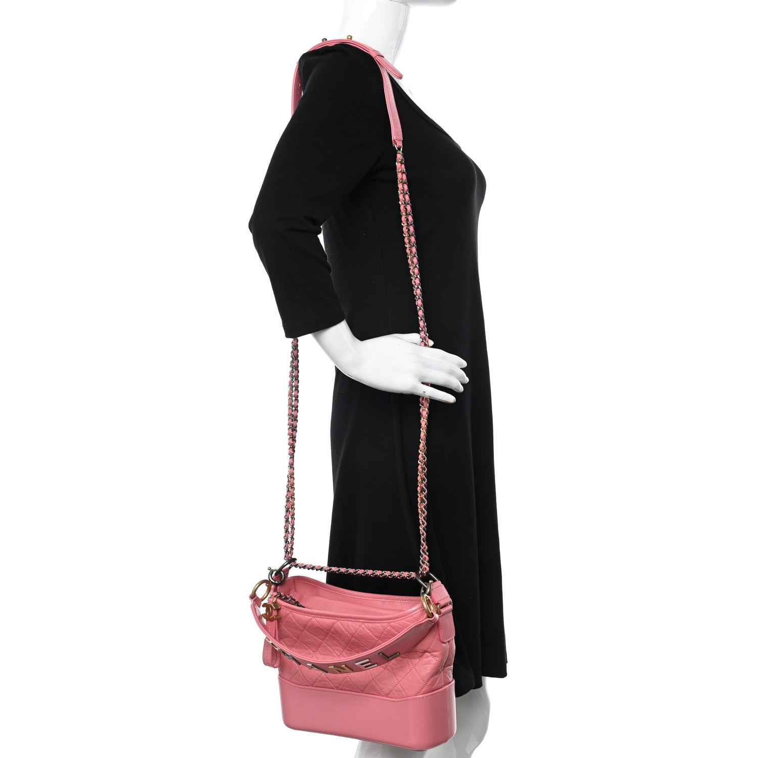 Chanel Aged Calfskin Quilted Medium Gabrielle Logo Hobo Rose 2 of 14