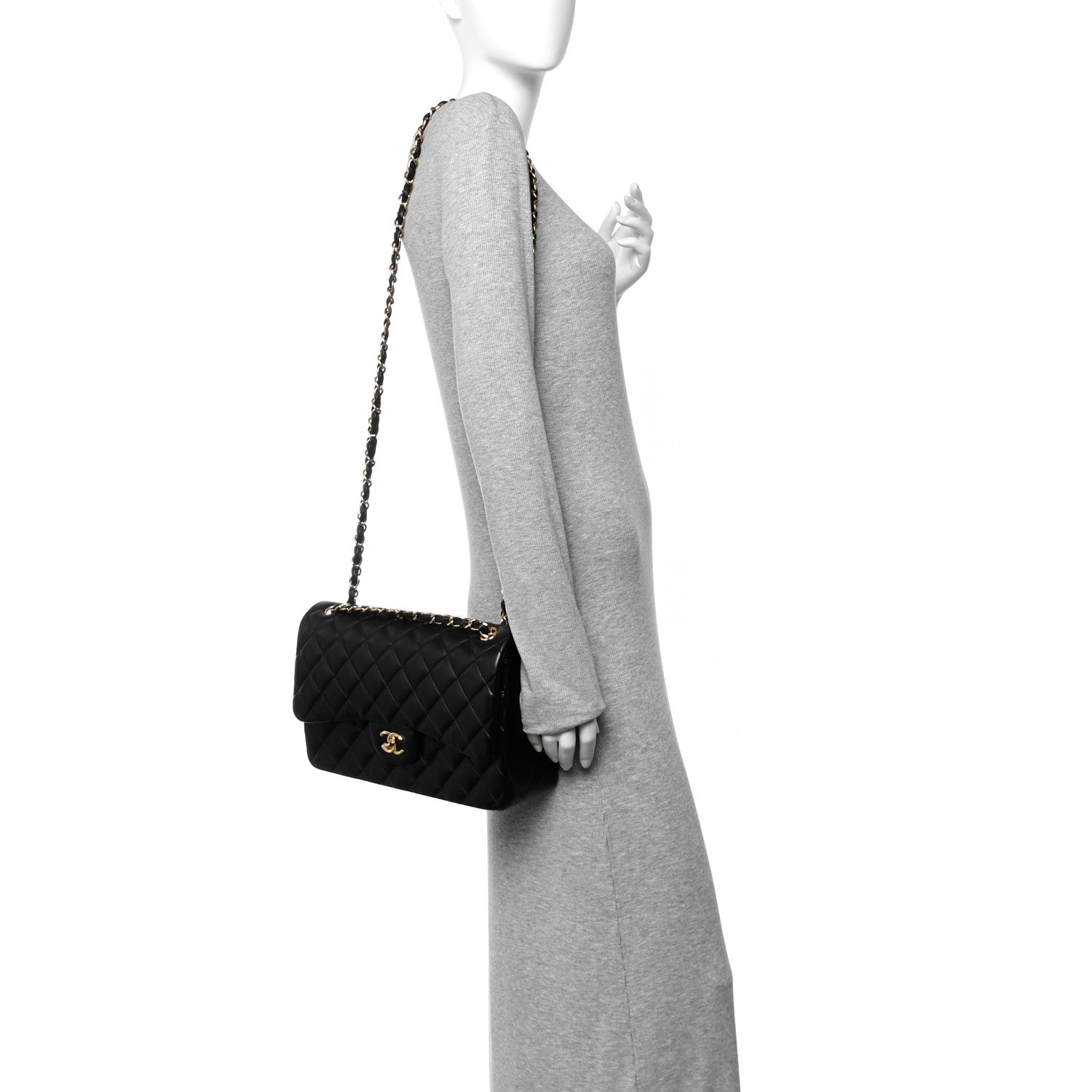 Chanel Lambskin Quilted Jumbo Double Flap Black 2 of 10