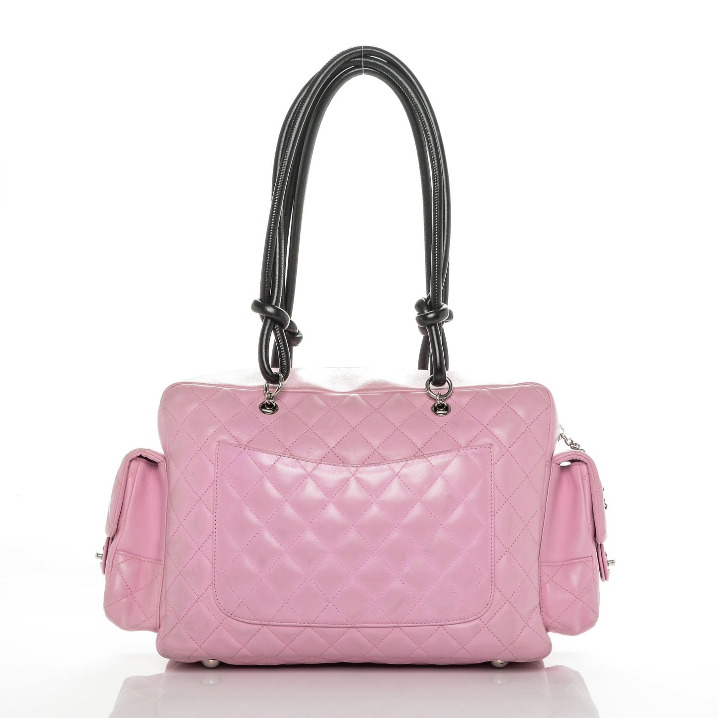 Calfskin Quilted Large Cambon Multipocket Reporter Pink Black