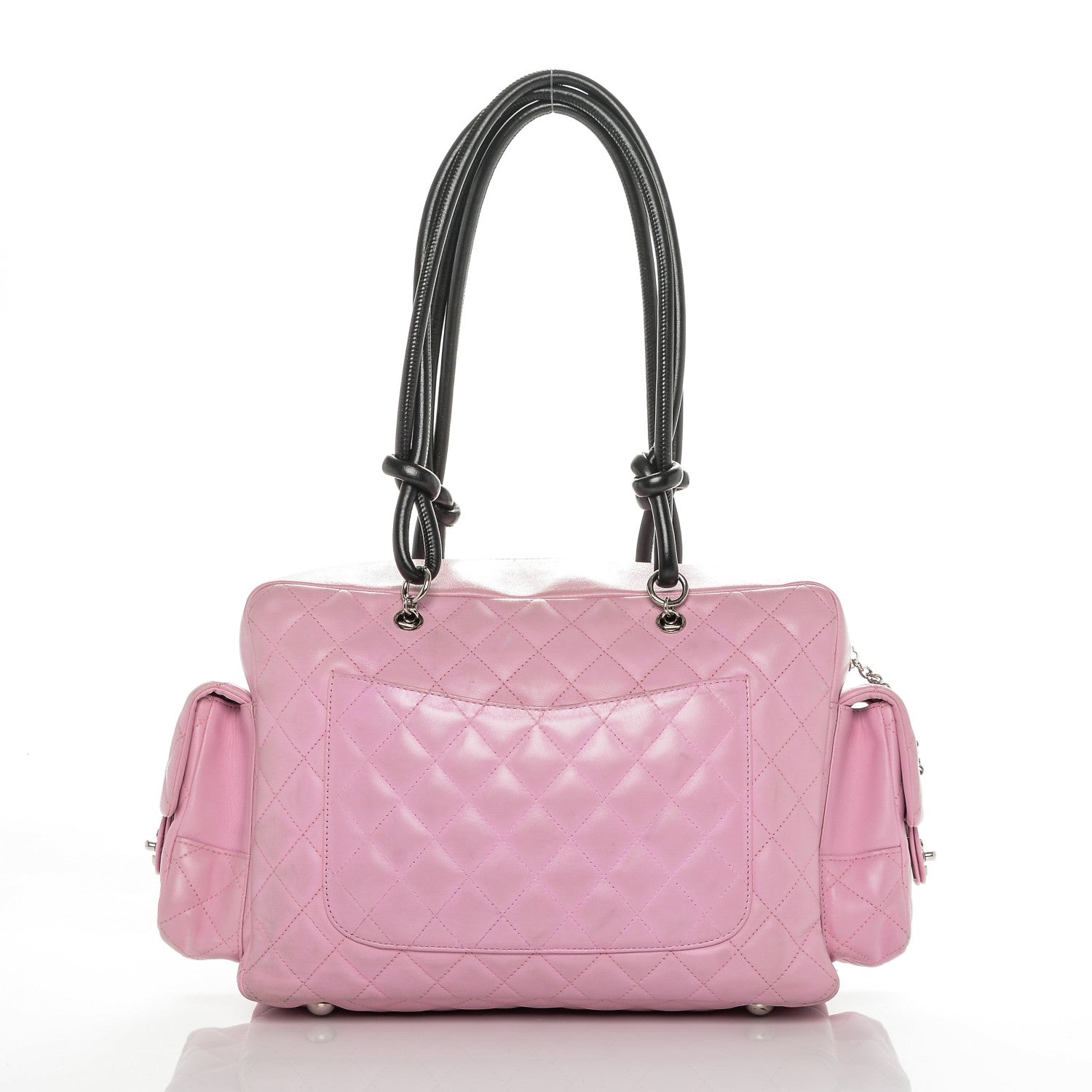 Chanel Calfskin Quilted Large Cambon Multipocket Reporter Pink Black 4 of 13