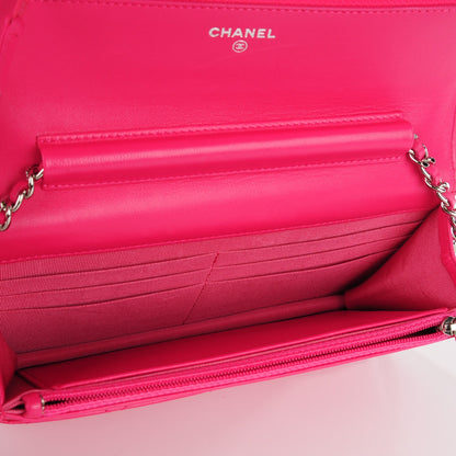 Chanel Lambskin Quilted Wallet On Chain WOC Dark Pink 5 of 8