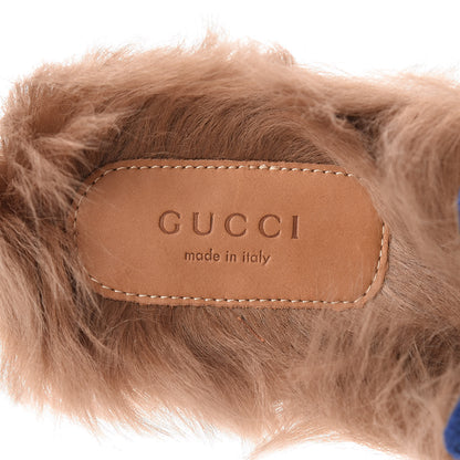 Gucci Velvet Fur Womens Princetown Slippers 35 Cobalt Blue 7 of 7