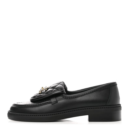 Chanel Lambskin Quilted CC Turnlock Loafers 35.5 Black 1 of 10