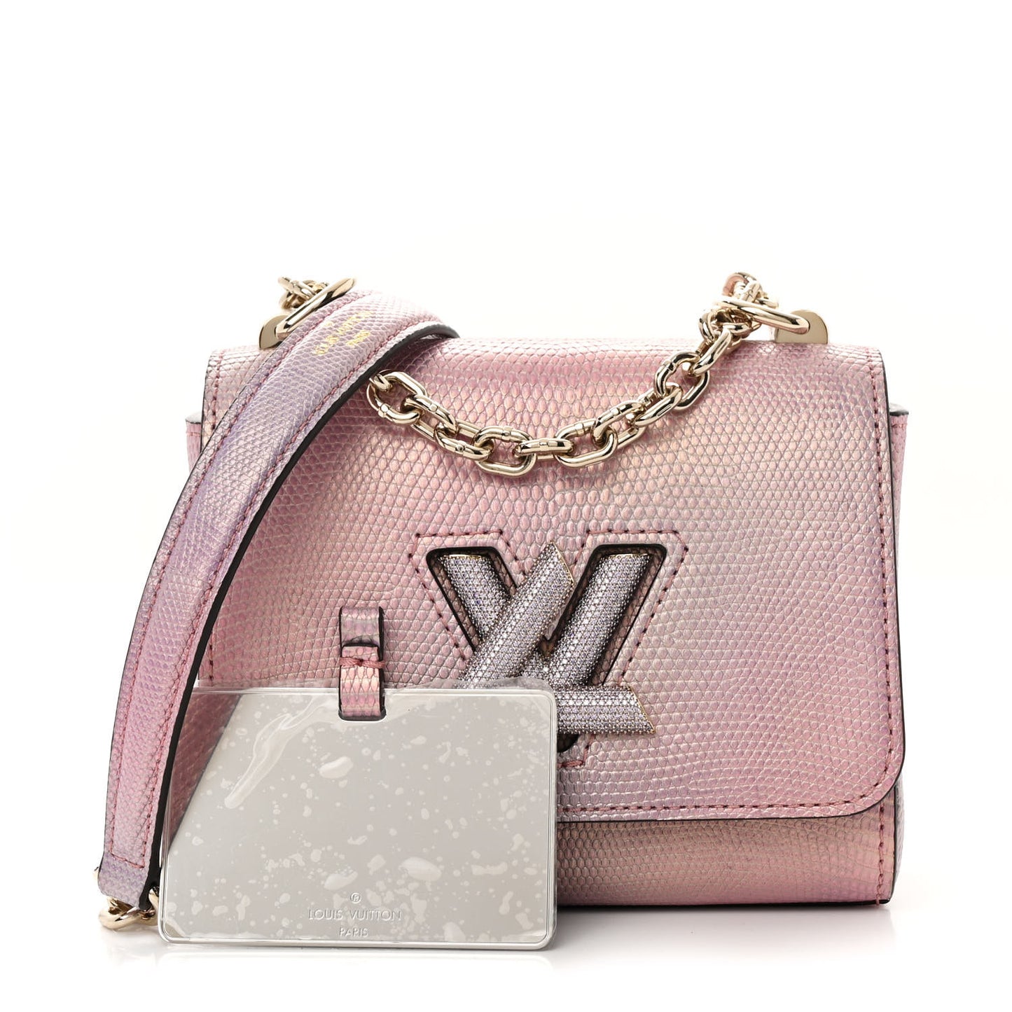 Iridescent Lizard Mini Swarovski Twist Shoulder Bag Pink
