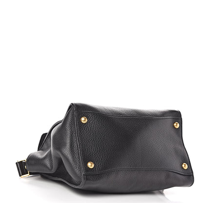 Prada Vitello Daino Sound Twin Pocket Satchel Black 4 of 9