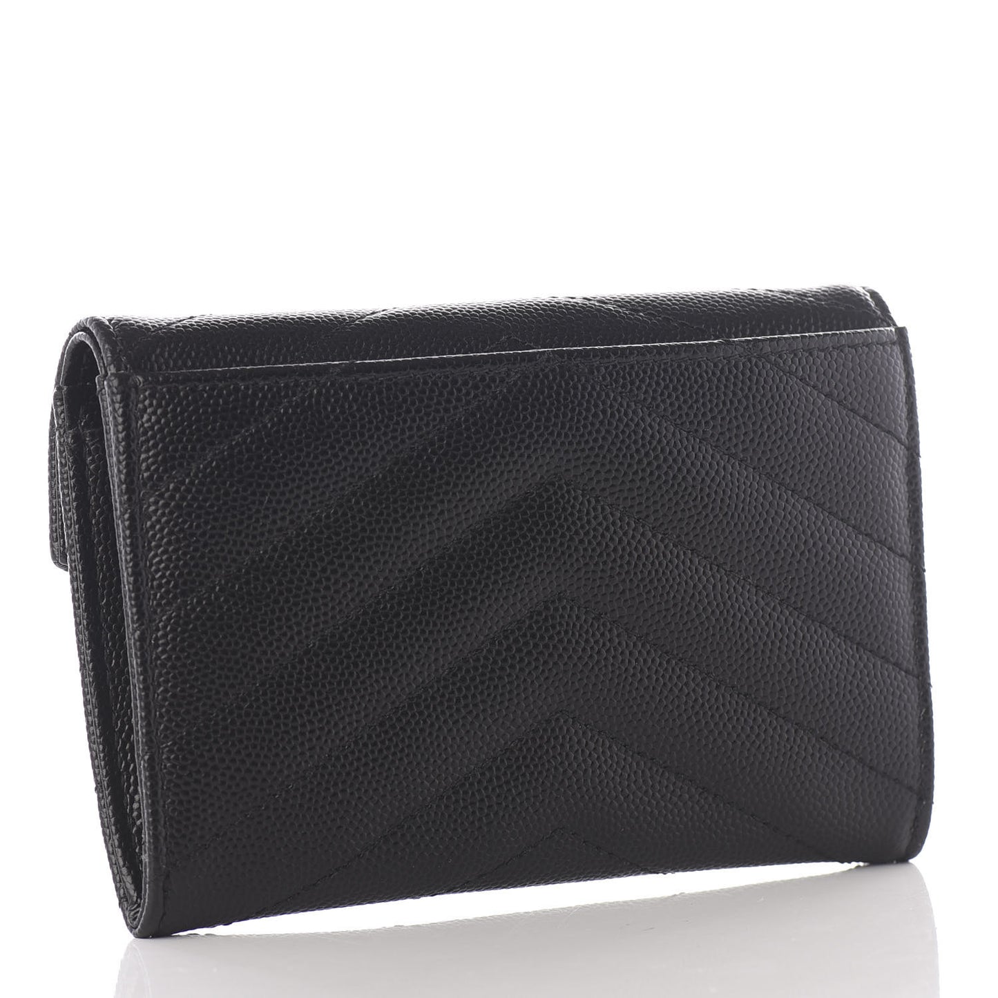Grain De Poudre Matelasse Chevron Small Monogram Envelope Wallet Black