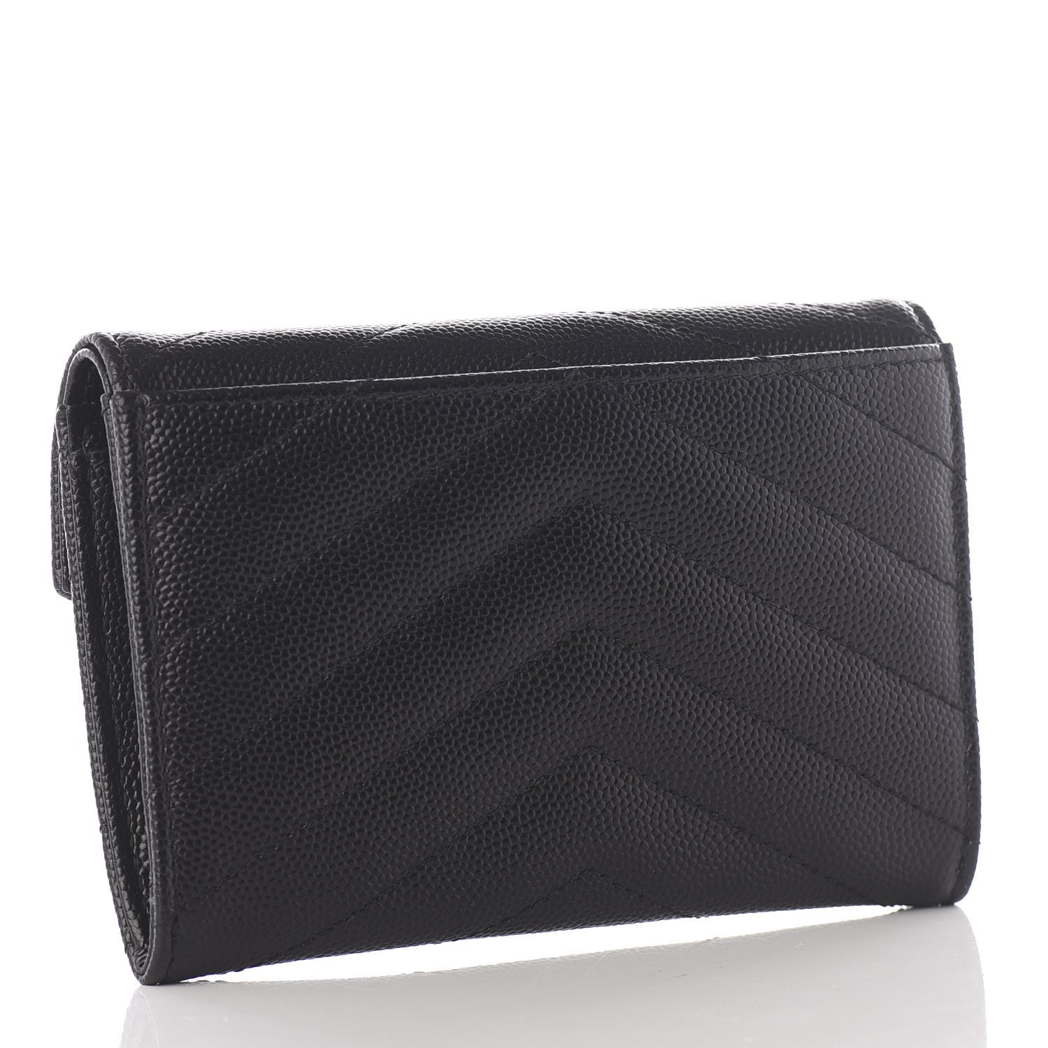 Saint Laurent Grain De Poudre Matelasse Chevron Small Monogram Envelope Wallet Black 2 of 7