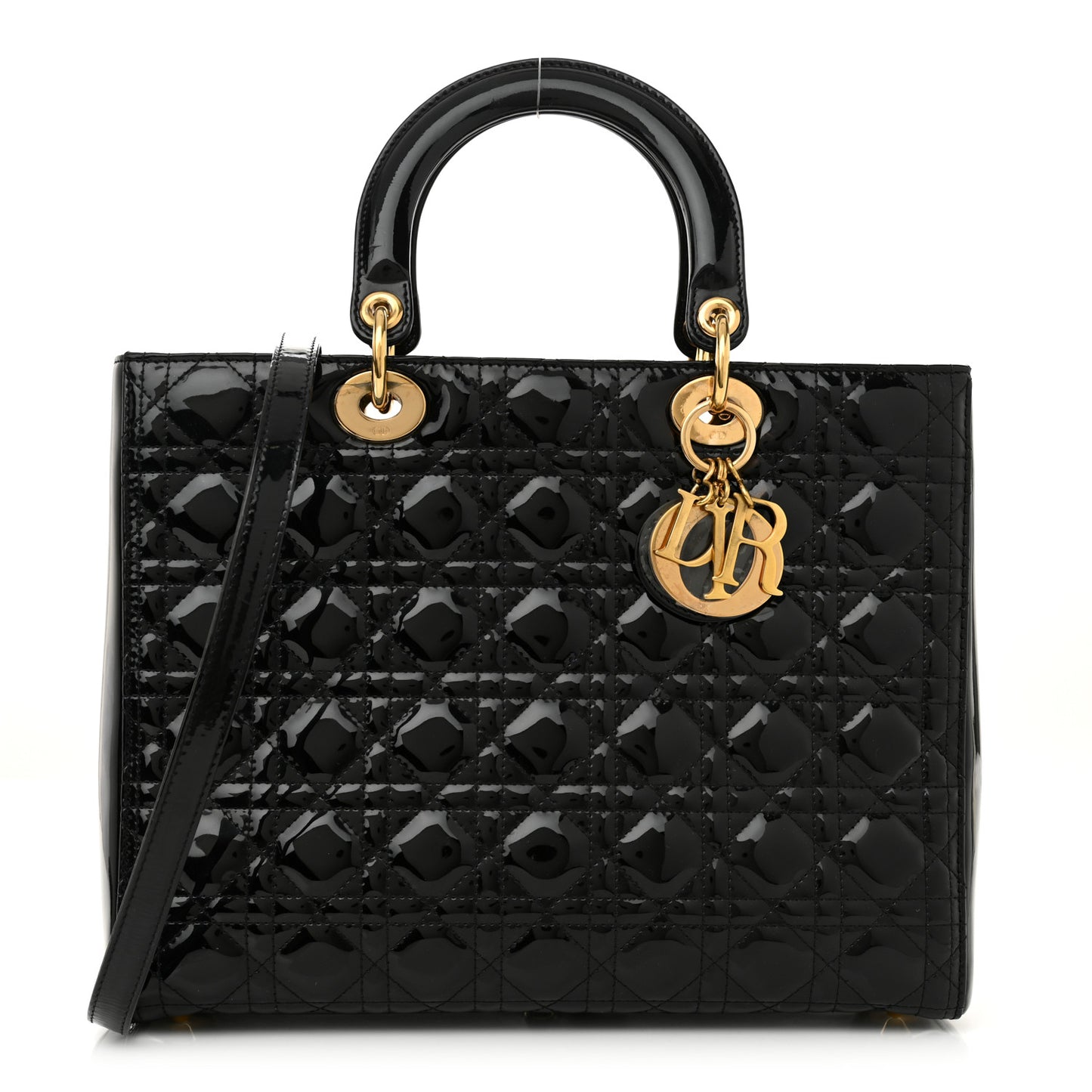 Patent Cannage Large Lady Dior Black