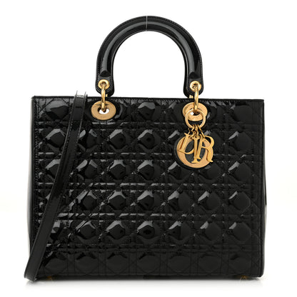 Christian Dior Patent Cannage Large Lady Dior Black 1 of 11
