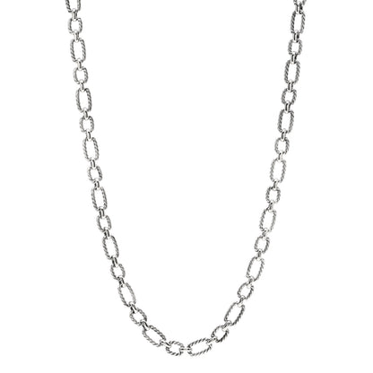 David Yurman Sterling Silver Blue Sapphire 9.5mm Cushion Link Chain Necklace 1 of 4